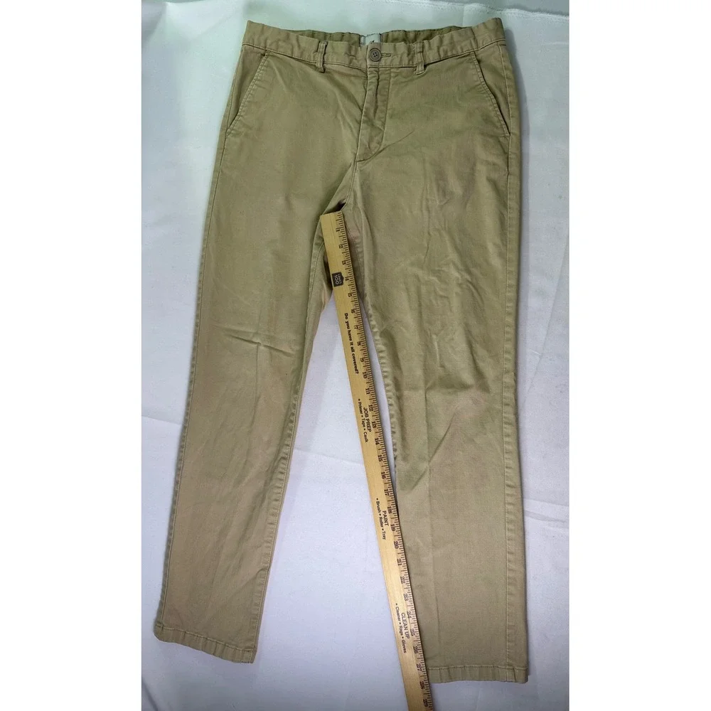 H&M Slim Fit Chino Pants Tan Khaki Mens Flat Front Casual Preppy Twill Slacks 32